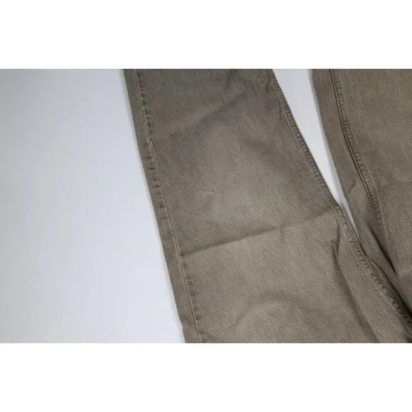 Vintage LL Bean Mens 34x30 Faded Stonewash Wide Leg Denim Jeans Beige Cotton